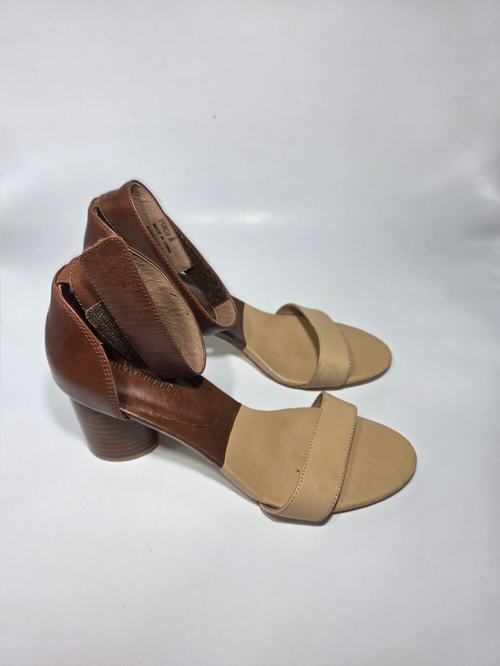 Jeffrey Campbell Leather Ankle Strap Block Heel Sandals Tan Brown Women's 8 - Picture 2 of 9